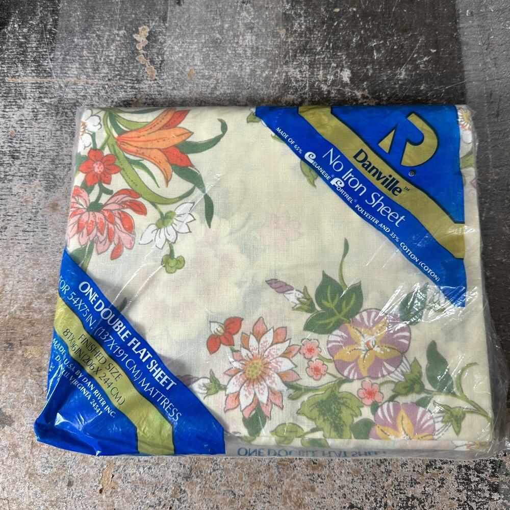 DANVILLE‎ NO IRON ONE DOUBLE FLAT SHEET FLORAL 81 X 96 INCHES Susan's Garden